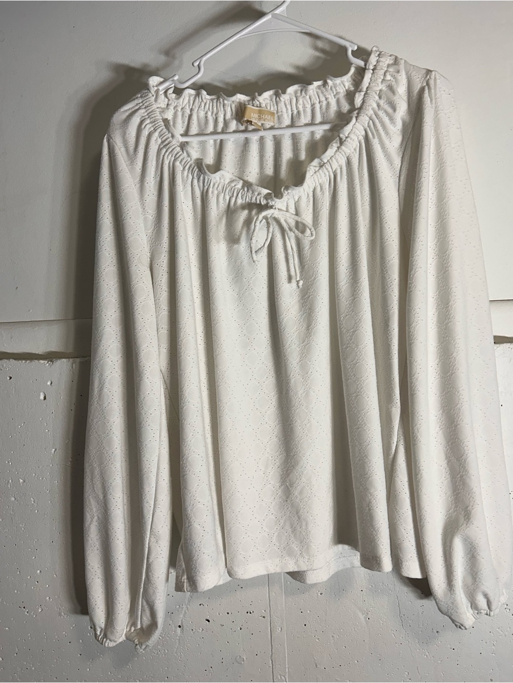 Michael Kors White Eyelet Peasant Blouse